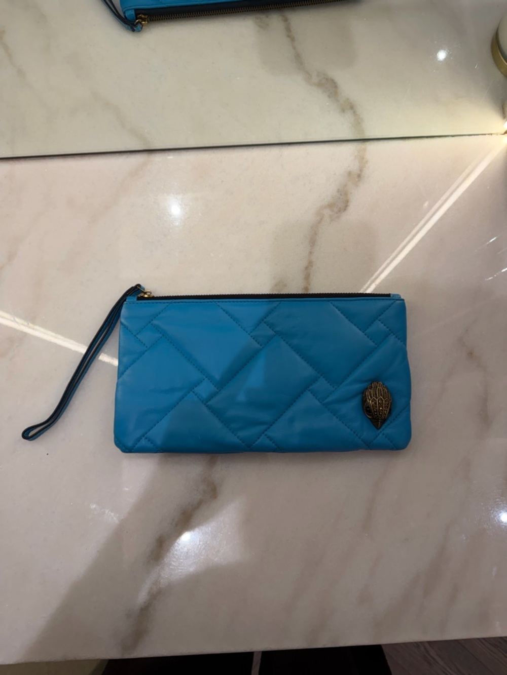 Kurt Geiger Blue Quilted Wristlet Clutch